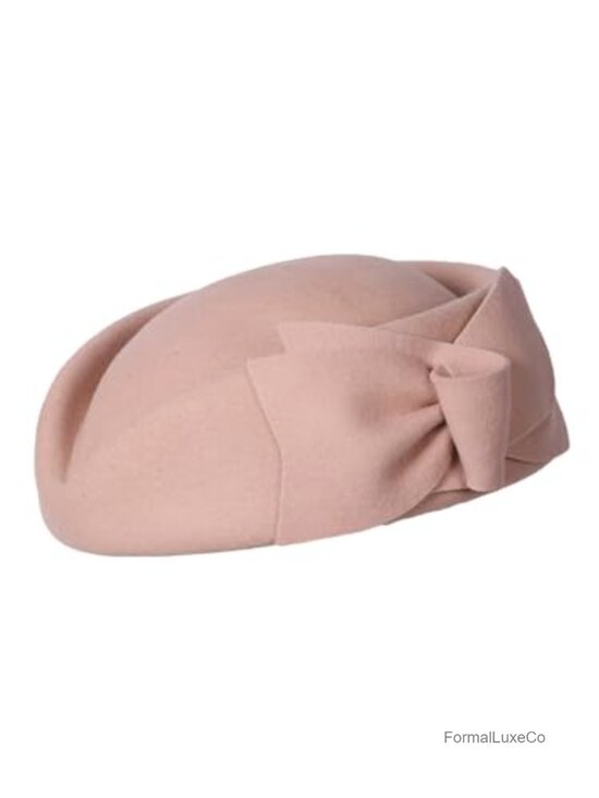 Wool Felt Bowler Fascinator Hat with Bowknot, Elegant Wedding Tea Party Beret main image 5